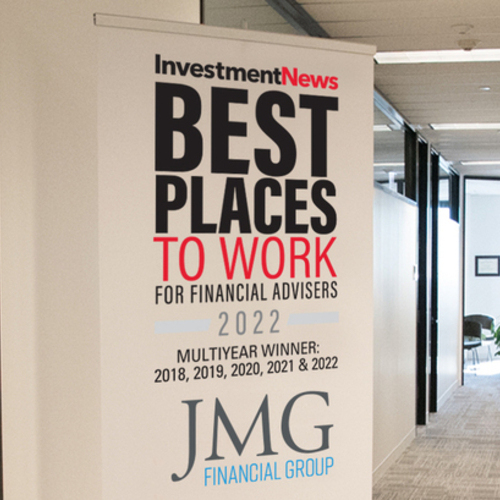 JMG Best Places to Work Banner in Lobby