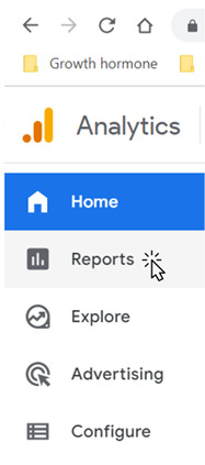 This screen shot shows you where to find reports in your Google Analytics account and represents a key way to know if you're meeting your content marketing goals.