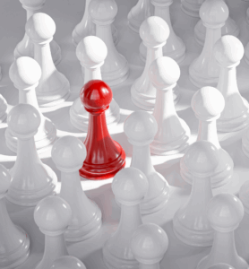 Red chess piece representing B2B content strategy