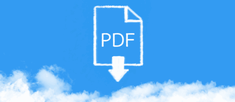 An illustration of a PDF document in a blue sky represents the static content download and die rut.