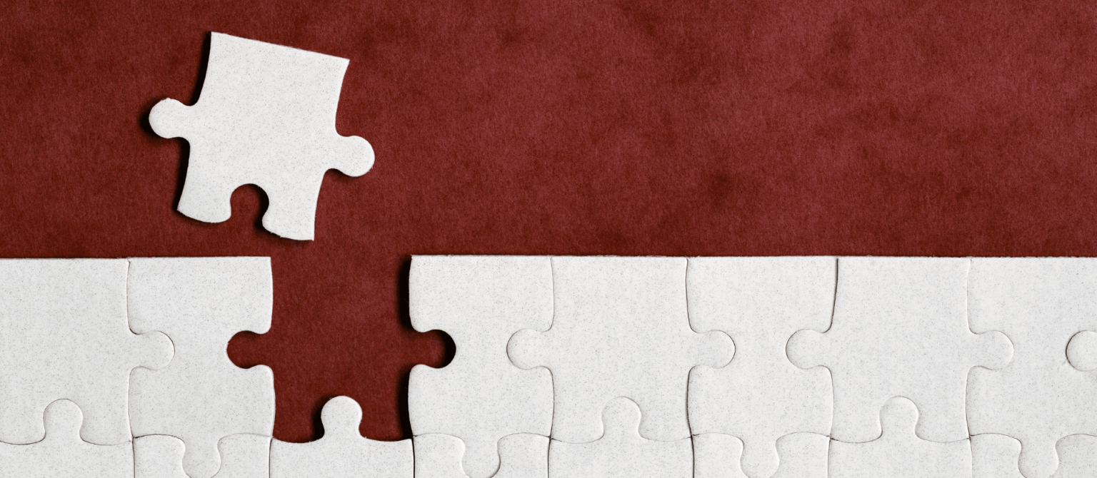 White puzzle pieces with one piece missing, representing the persuasive numbers many B2B case studies leave out.