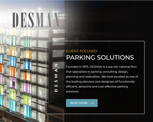 DESMAN home page hero banner image snip with DESMAN logo at top left corner